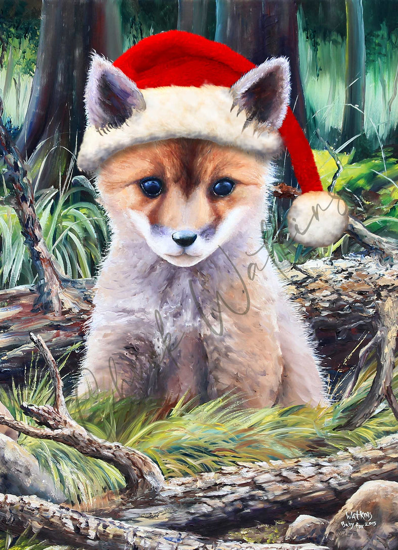 Santa Paws Christmas Cards, Christmas Animal Greeting Cards – Cardstock – Chuck Watkins – Southwest Wall Art Print by Chuck Watkins