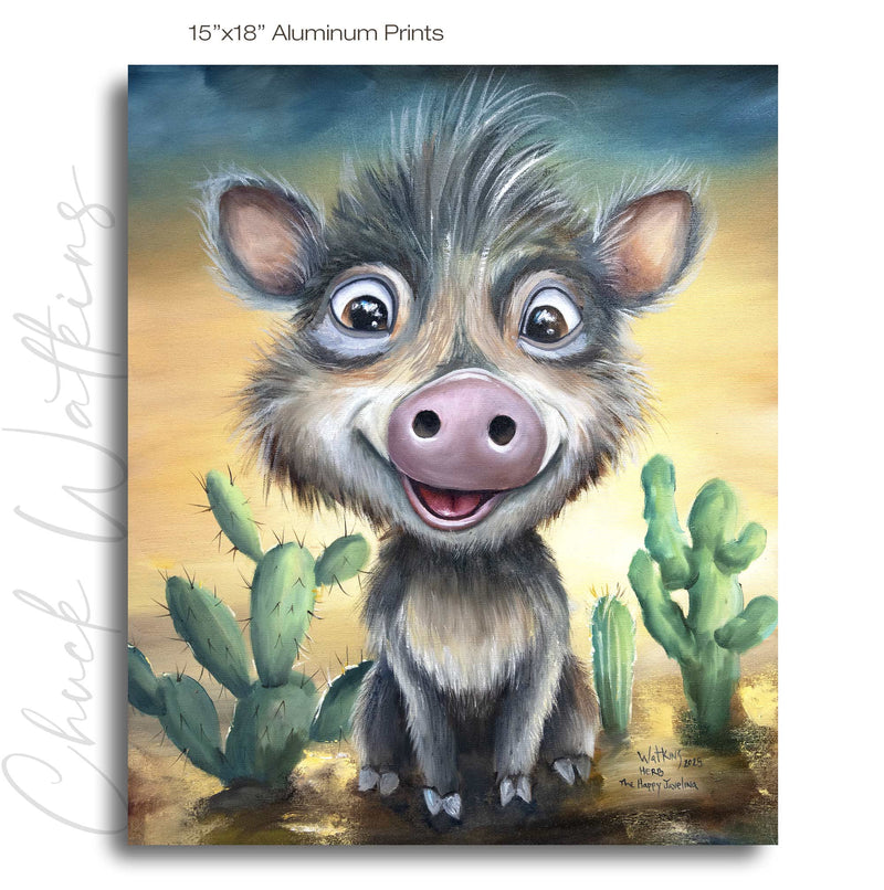 Herb the Happy Javelina, Funny Wildlife Wall Art Print by Chuck Watkins