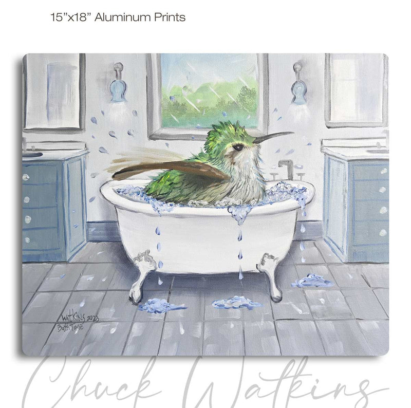 Bath Time, Funny Bathroom Wall Art Print by Chuck Watkins