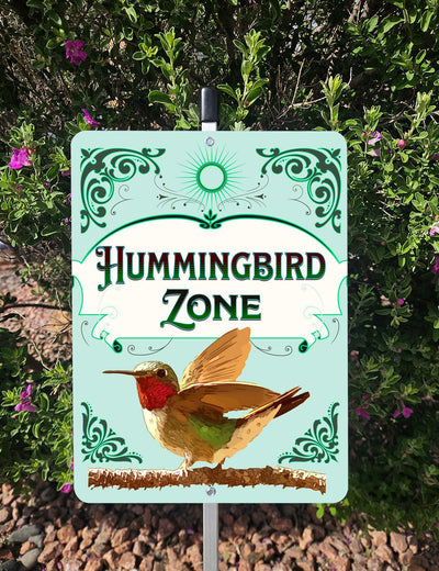 Hummingbird Zone Yard Sign – Aluminum – Chuck Watkins