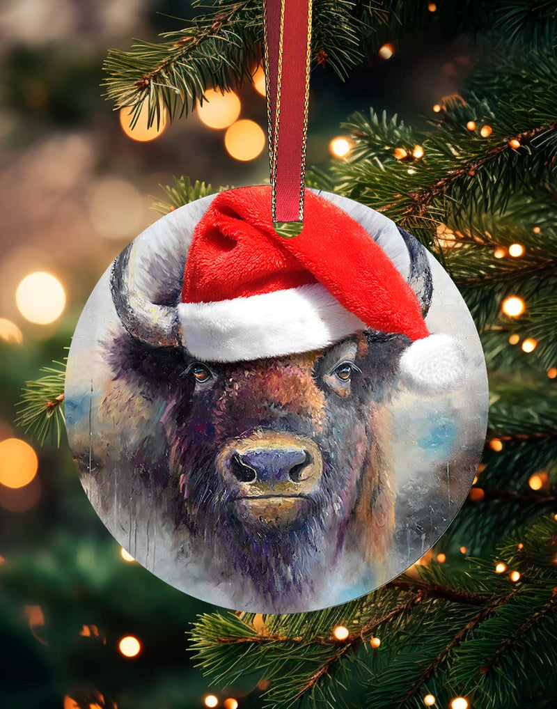 Leading the Herd, Bison Christmas Ornament – Aluminum – Chuck Watkins by Chuck Watkins