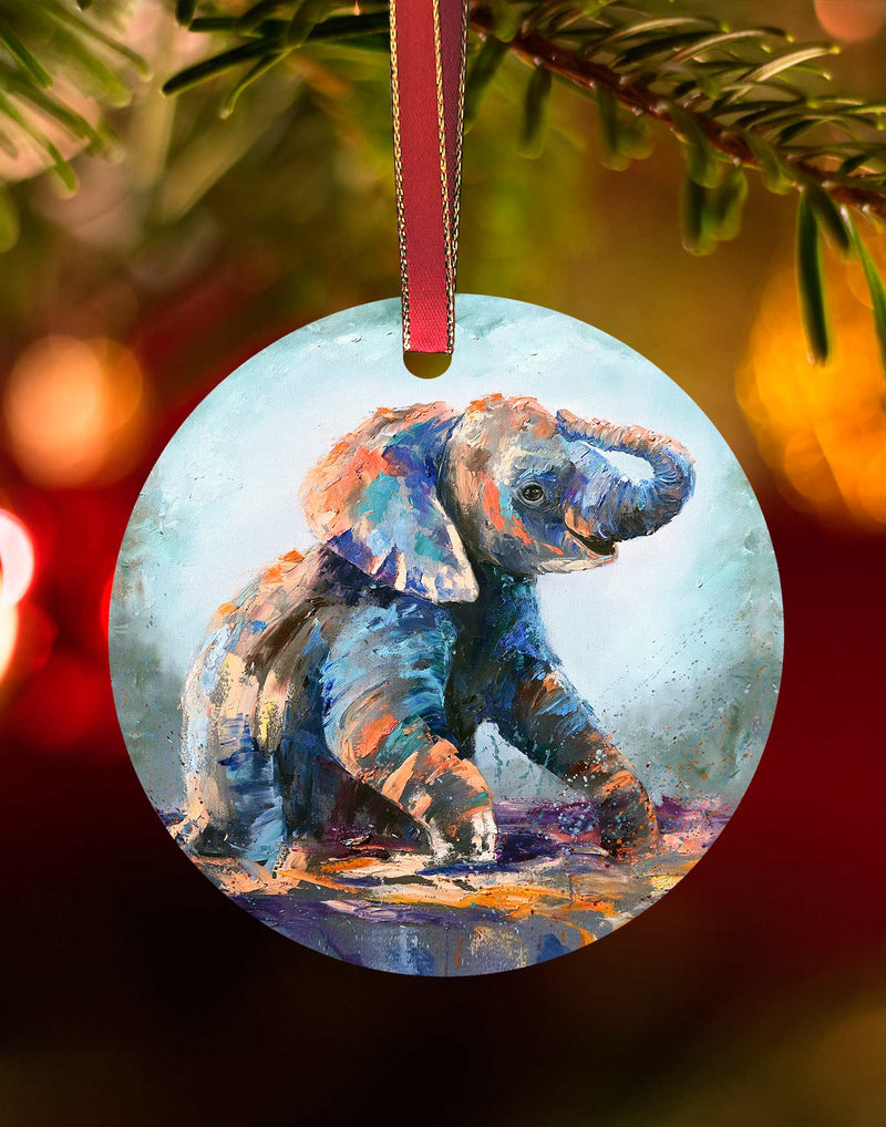 Lily the Elephant, Christmas animal Ornament – Aluminum – Chuck Watkins by Chuck Watkins