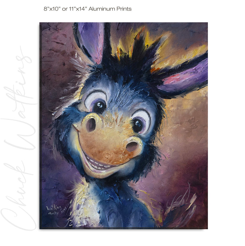 Marley the Happy Burro, Funny Donkey Wall Art Print by Chuck Watkins