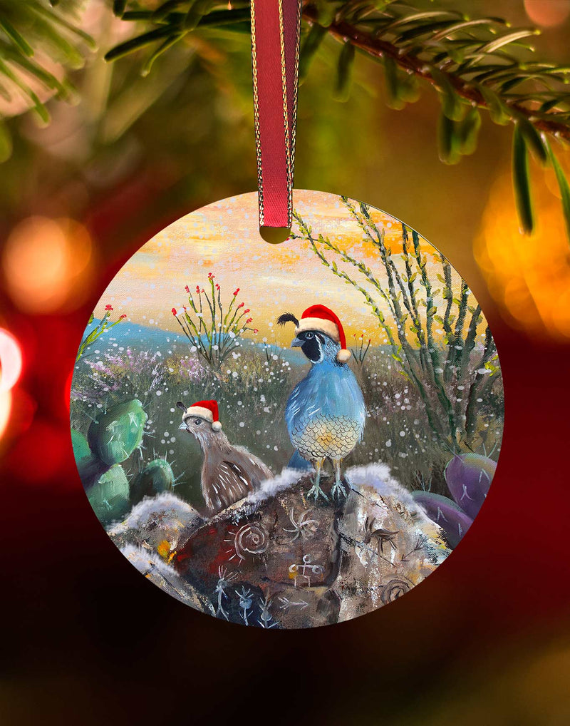 Resting Spot Santa Hummingbirds, Christmas Ornament – Aluminum – Chuck Watkins by Chuck Watkins