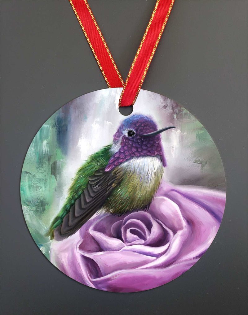 Rocco Rose, Christmas Hummingbird Ornament – Aluminum – Chuck Watkins by Chuck Watkins