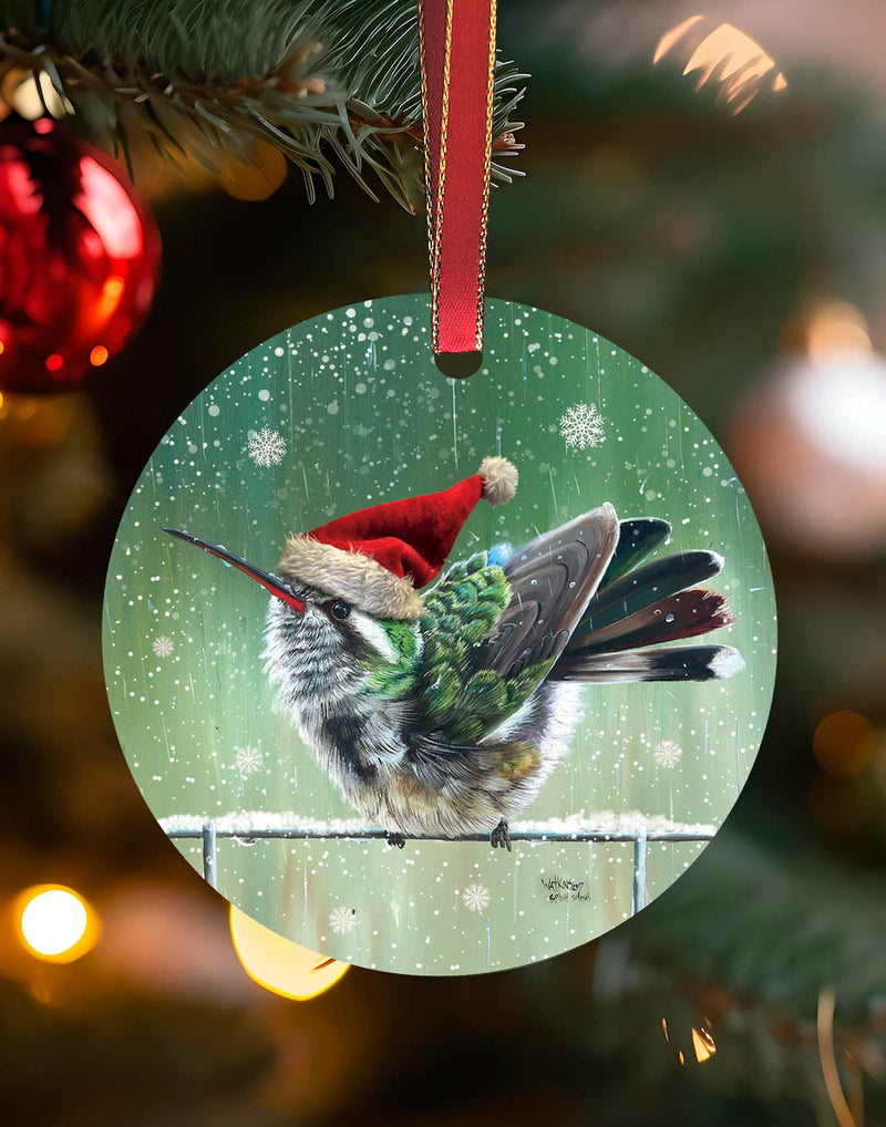 Splish Splash Ornament – Hummingbird Christmas Ornament – Aluminum – Chuck Watkins by Chuck Watkins