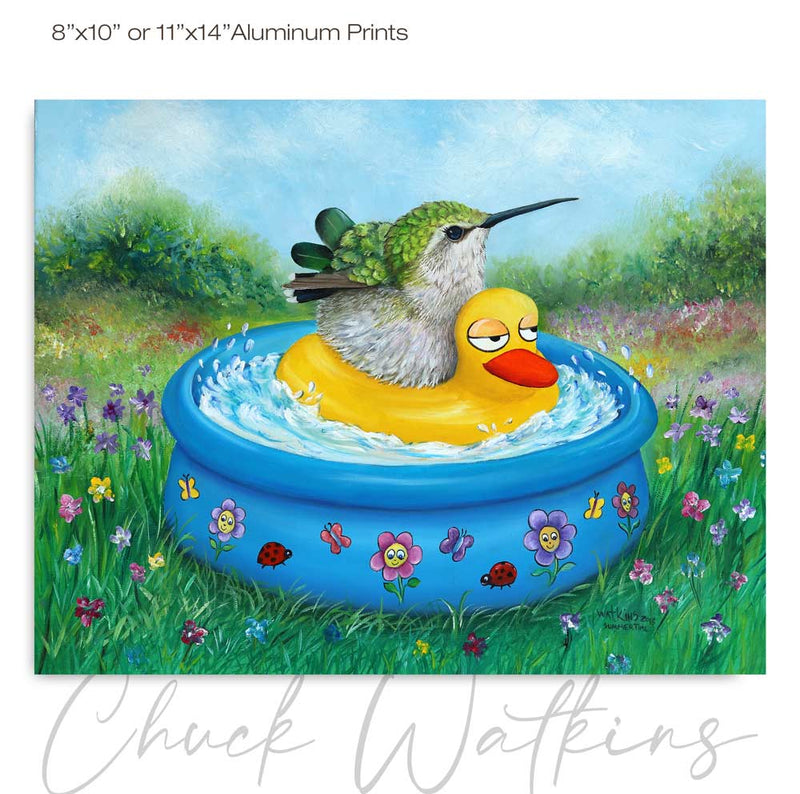 Summertime, Funny Hummingbird Wall Art Print by Chuck Watkins