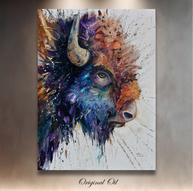 Warrior - Bison Original Painting - Chuck Watkins