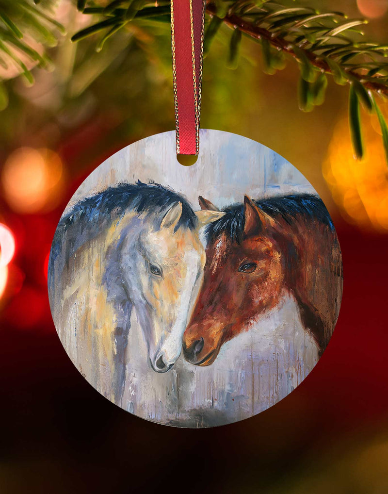 Wild & Free, Horse Christmas Ornament – Aluminum – Chuck Watkins by Chuck Watkins
