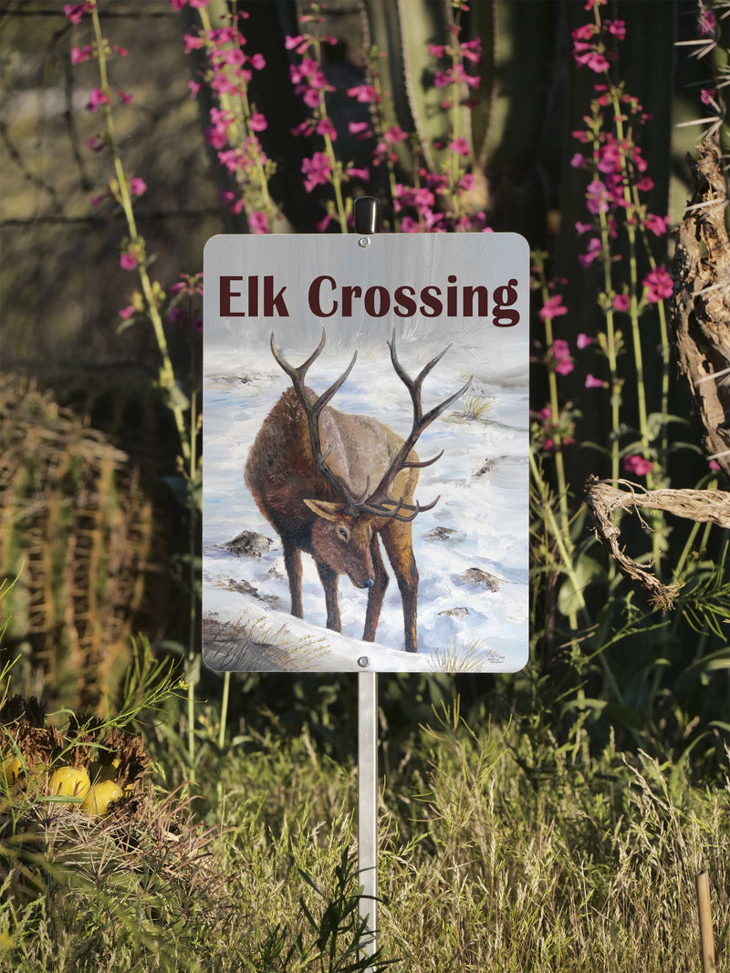 Elk Crossing – Aluminum – Chuck Watkins – Southwest Wall Art Print by Chuck Watkins