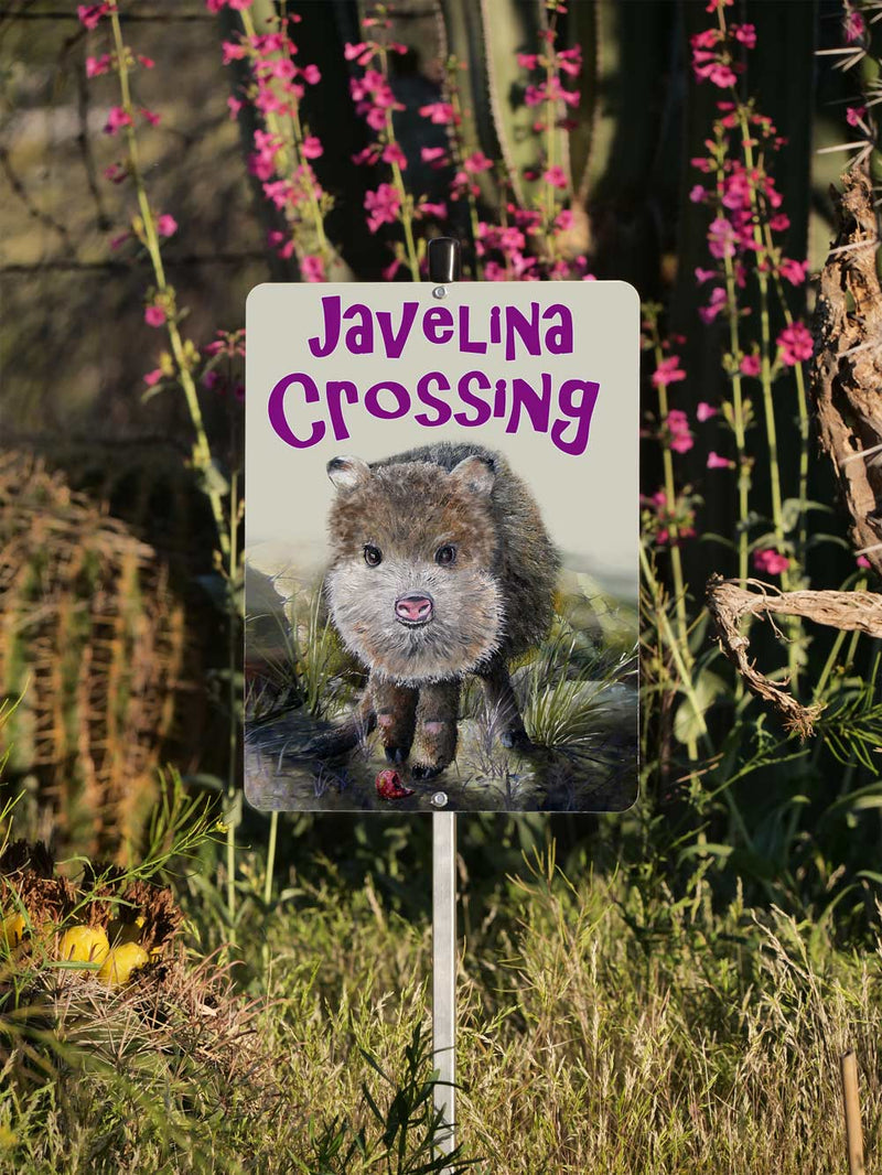 Baby Javelina Crossing Sign Aluminum – Chuck Watkins – by Chuck Watkins