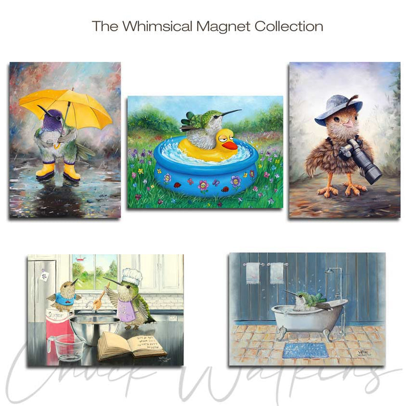 Whimsical Magnet Collection - Hummingbird Aluminum Magnet Collection, (5 pack), 4.5"x5" by Chuck Watkins