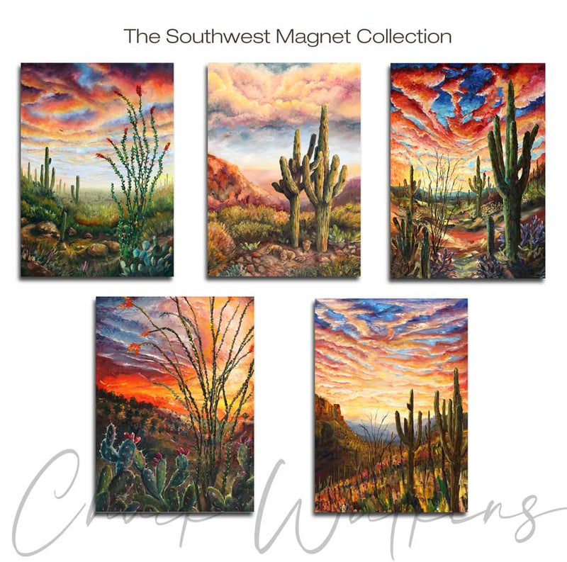 Southwest Magnet Collection - Southwest Landscape Aluminum Magnet Collection, (5 pack), 4.5"x5" by Chuck Watkins