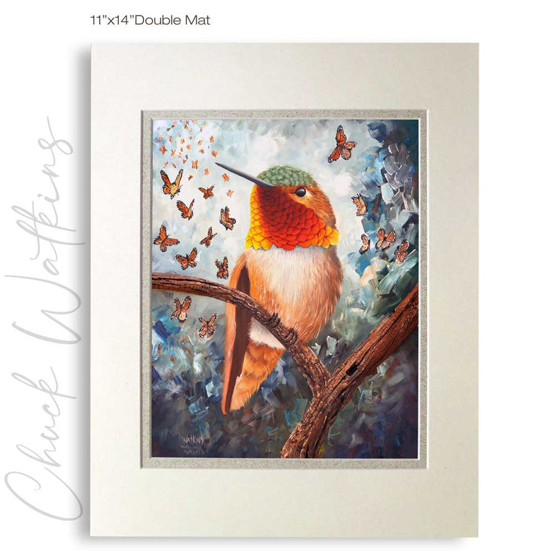 Watching Butterflies - Hummingbird Wall Art Print by Chuck Watkins