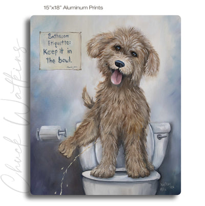 Alfie the Doodle - Funny Bathroom Wall Art Print – Canvas & Aluminum – Chuck Watkins