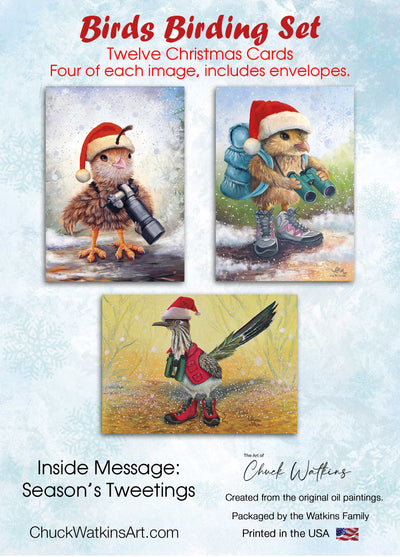 Birds Birding Christmas set, Christmas Greeting Cards – Cardstock – Chuck Watkins – Southwest Wall Art Print by Chuck Watkins