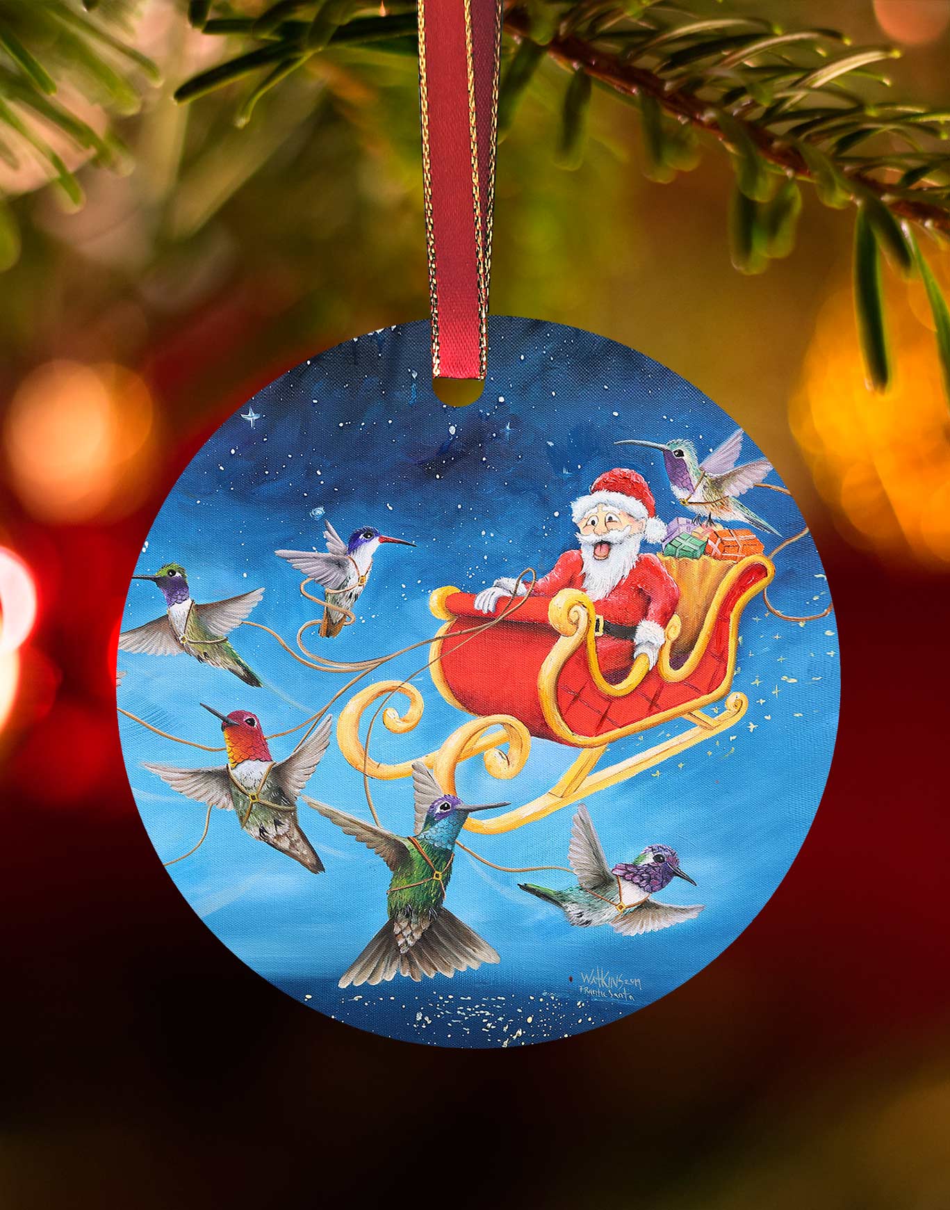 Frantic Santa, Christmas Ornament – Aluminum – Chuck Watkins by Chuck Watkins
