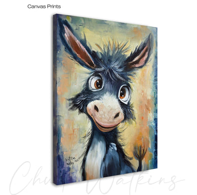 Harley the Burro, Funny Donkey Wall Art Print by Chuck Watkins