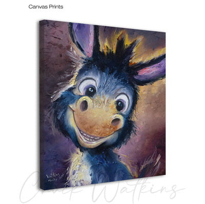 Marley the Happy Burro, Funny Donkey Wall Art Print by Chuck Watkins
