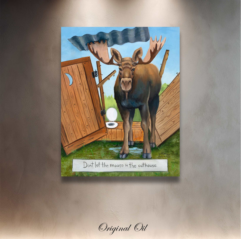 Marty the Moose, Original Wildlife Oil Painting - Chuck Watkins