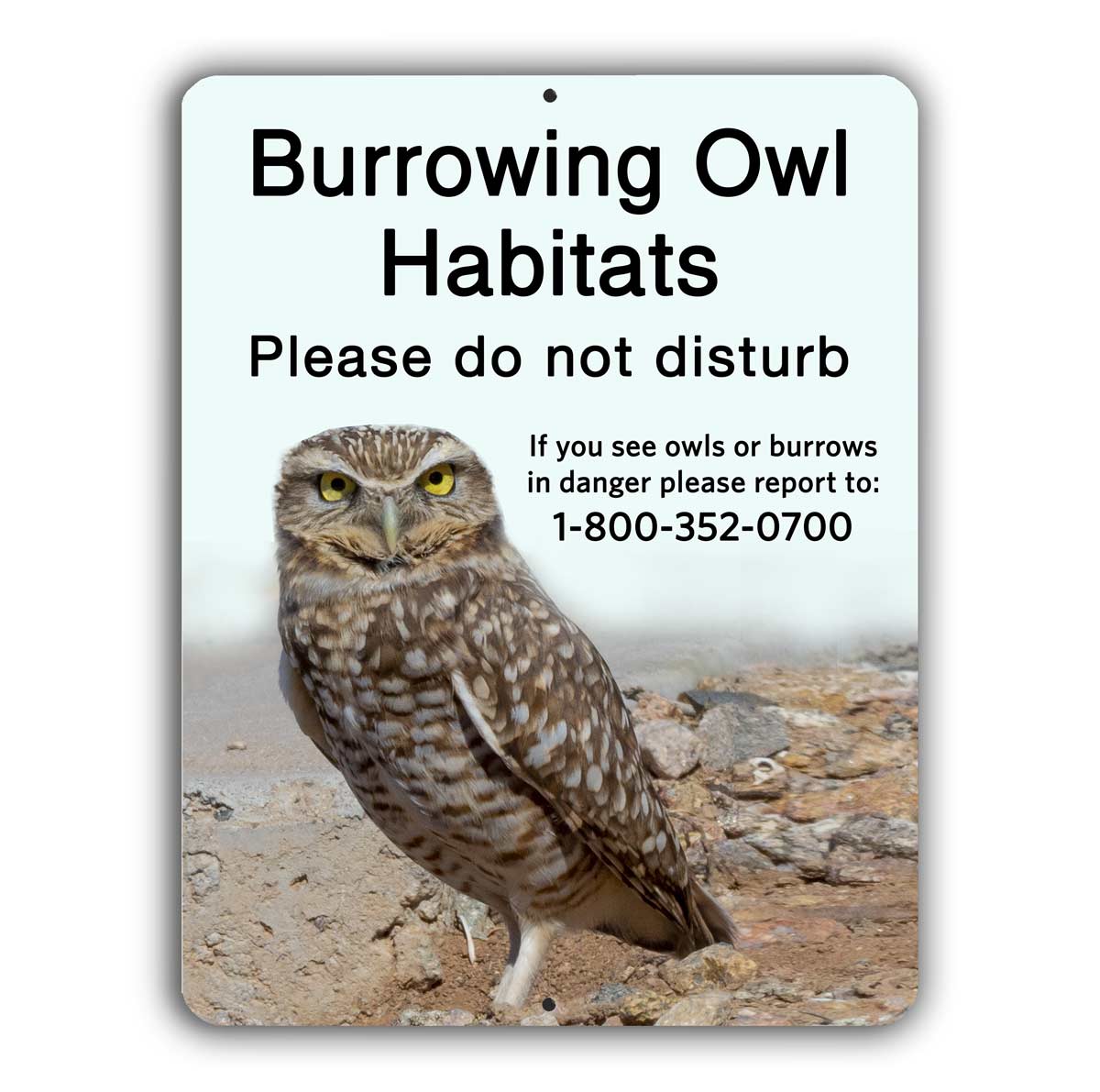 Burrowing Owl Habitat Sign – Aluminum – Chuck Watkins – Southwest Wall Art Print by Chuck Watkins