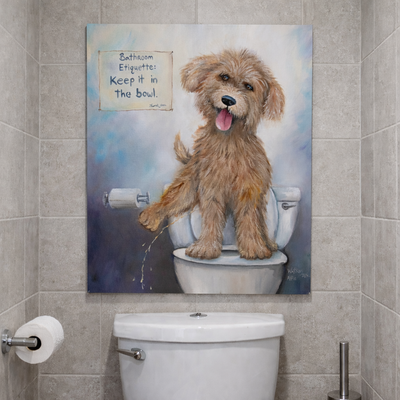 Alfie the Doodle - Funny Bathroom Wall Art Print – Canvas & Aluminum – Chuck Watkins
