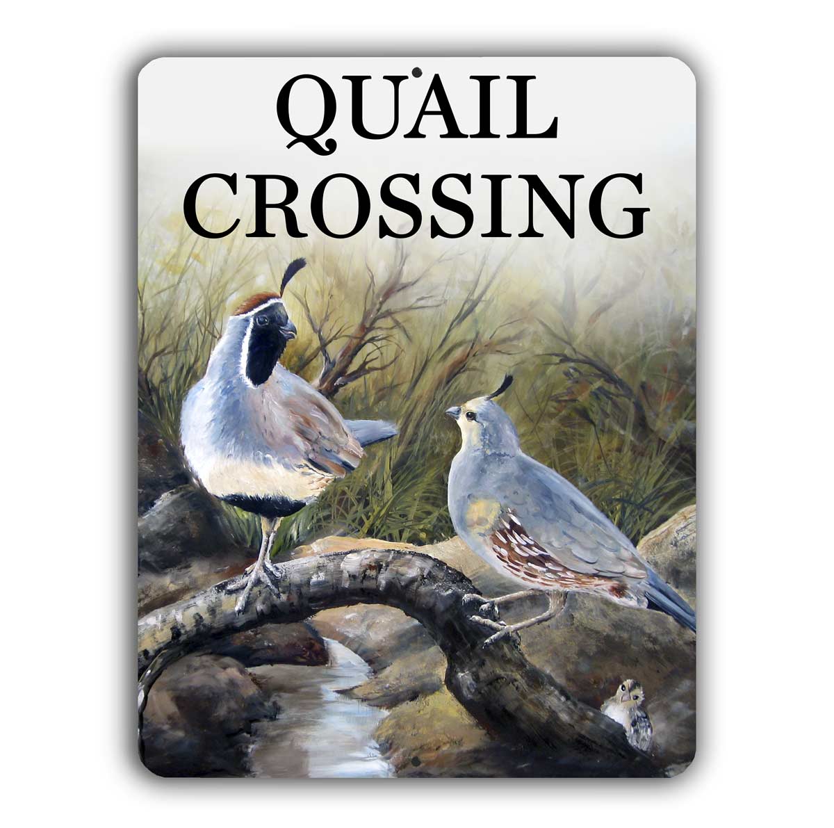 Quail Crossing Yard Sign Aluminum – Chuck Watkins – by Chuck Watkins