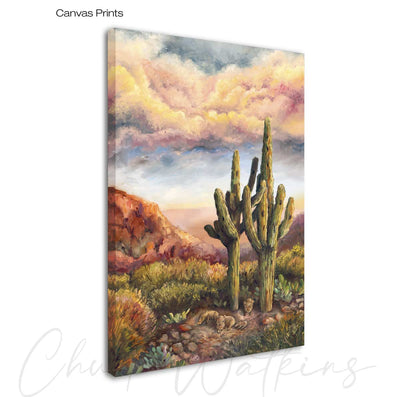 Saguaro Friends  - Southwest Wall Art Print – Canvas & Aluminum – Chuck Watkins