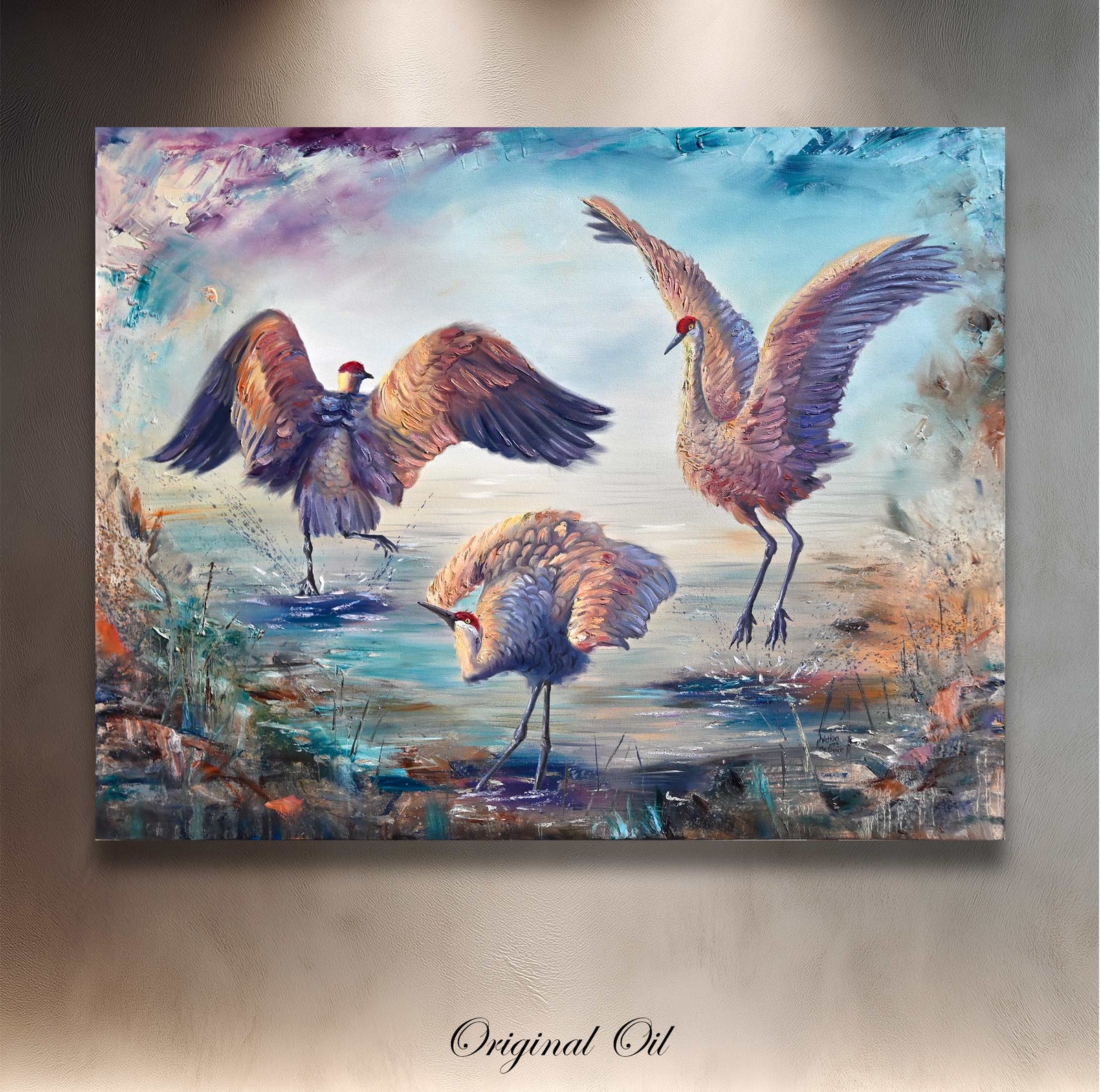 The Dance – Sand-hill Crane Wall Art Original – Chuck Watkins