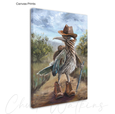 The Hiker, Funny Hiking Southwest Wall Art Print by Chuck Watkins