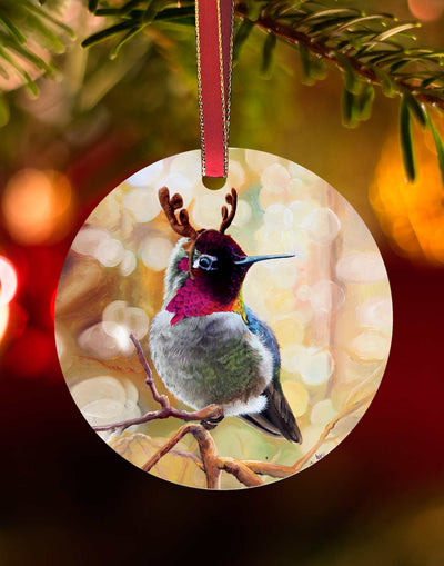 Anna's and Light Ornament – Hummingbird Christmas Ornament – Aluminum – Chuck Watkins by Chuck Watkins