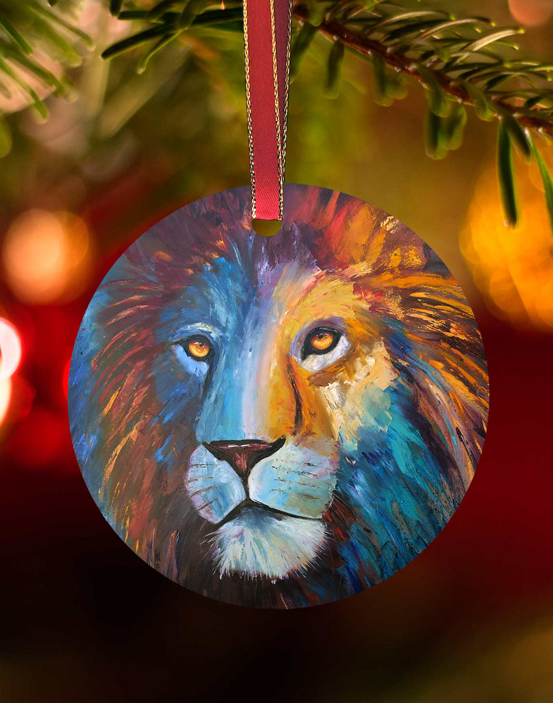 Apache Lion, Christmas  Ornament – Aluminum – Chuck Watkins – Southwest Wall Art Print by Chuck Watkins