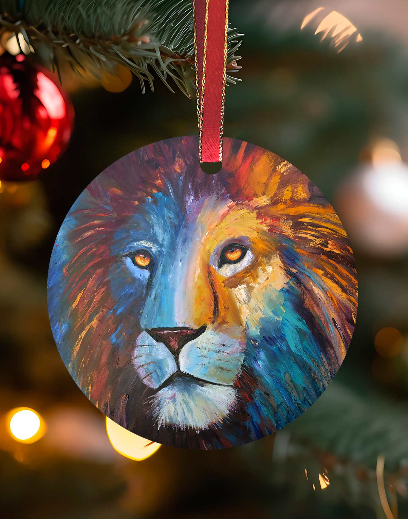 Apache Lion, Christmas  Ornament – Aluminum – Chuck Watkins – Southwest Wall Art Print by Chuck Watkins