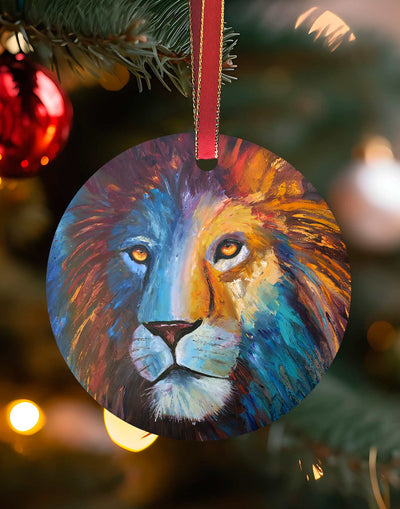 Apache Lion, Christmas  Ornament – Aluminum – Chuck Watkins – Southwest Wall Art Print by Chuck Watkins