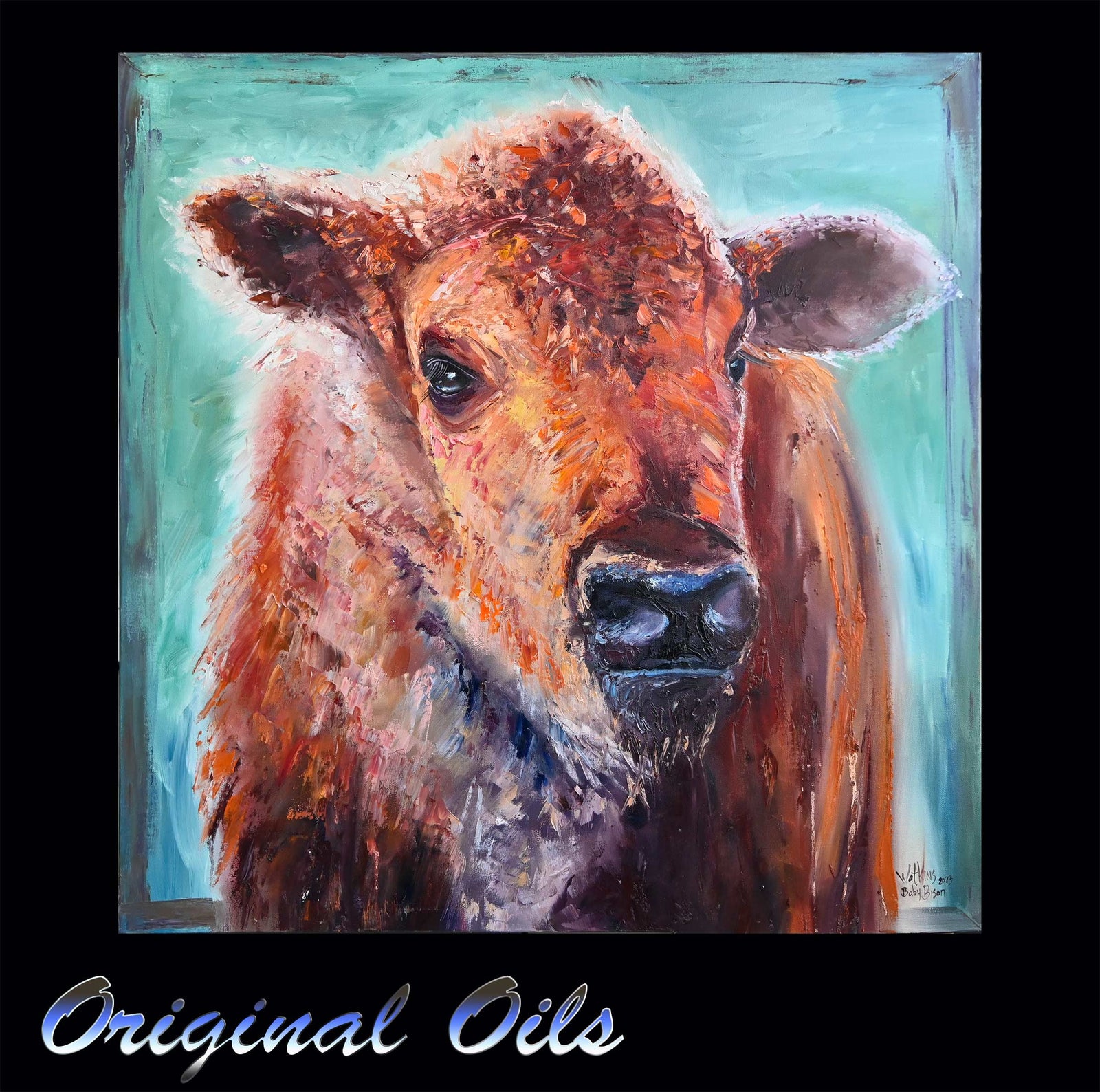 Baby Bison, Original Oil Painting by Chuck Watkins