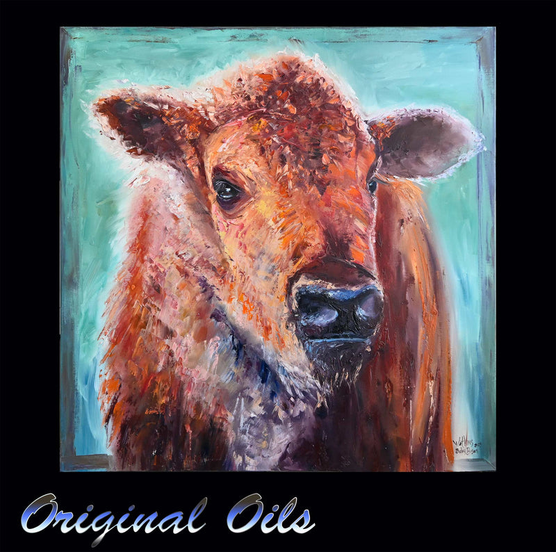 Baby Bison, Original Oil Painting by Chuck Watkins