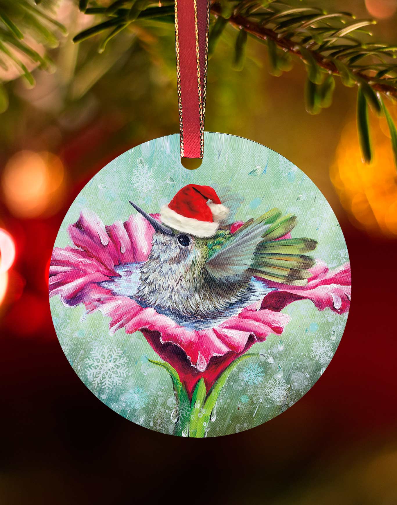 Baby Splash Ornament – Hummingbird Christmas Ornament – Aluminum – Chuck Watkins by Chuck Watkins