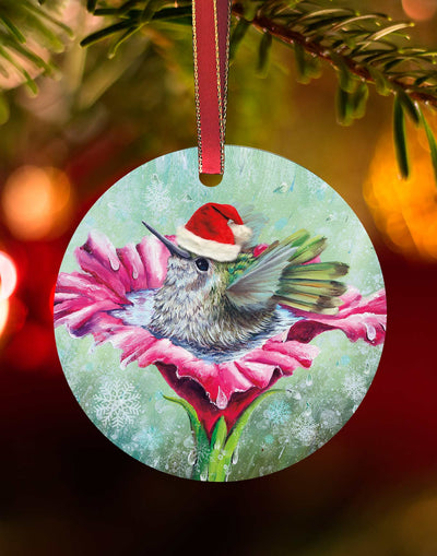 Baby Splash Ornament – Hummingbird Christmas Ornament – Aluminum – Chuck Watkins by Chuck Watkins