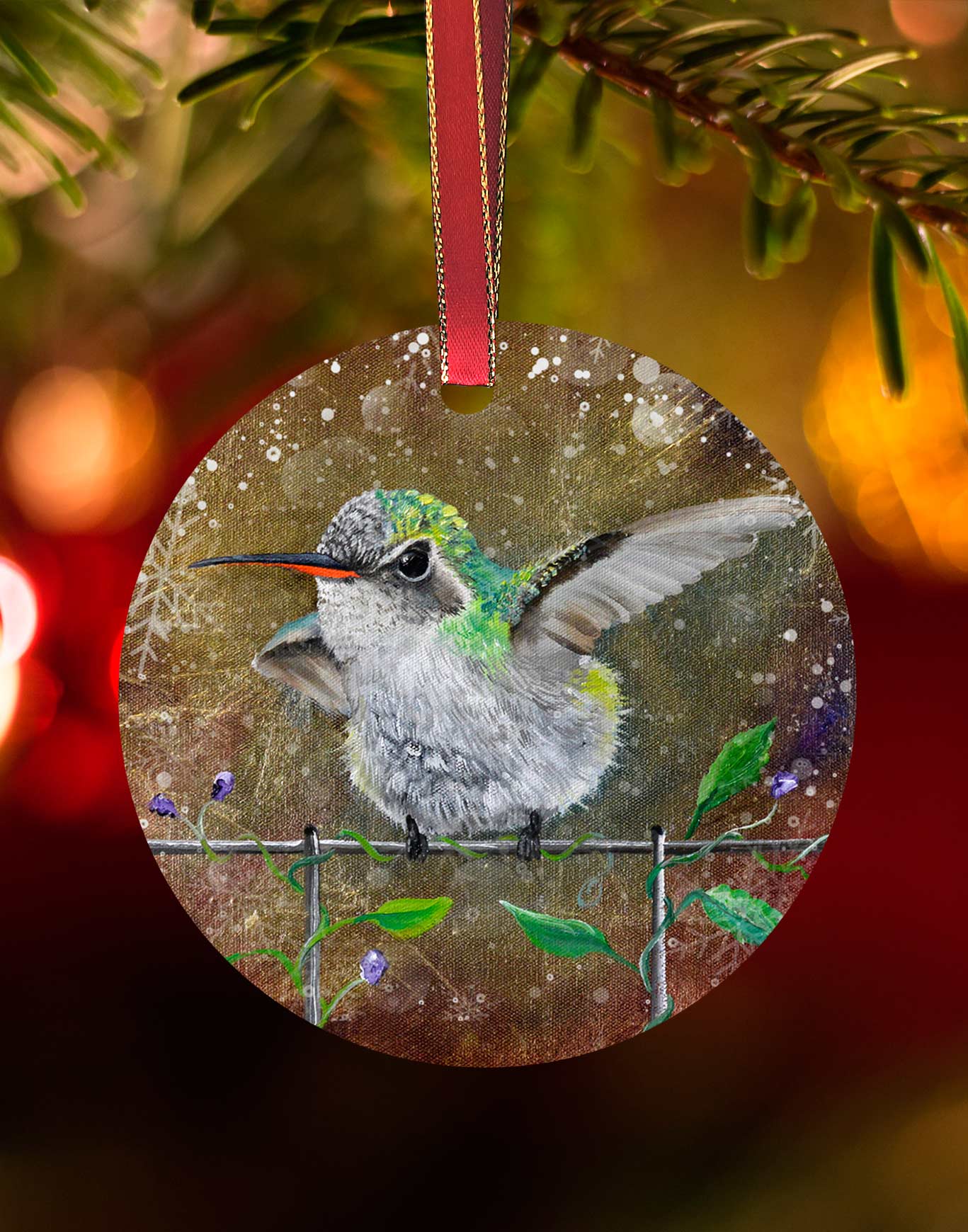 Baby Broad-billed, Hummingbird Christmas Ornament – Aluminum – Chuck Watkins by Chuck Watkins