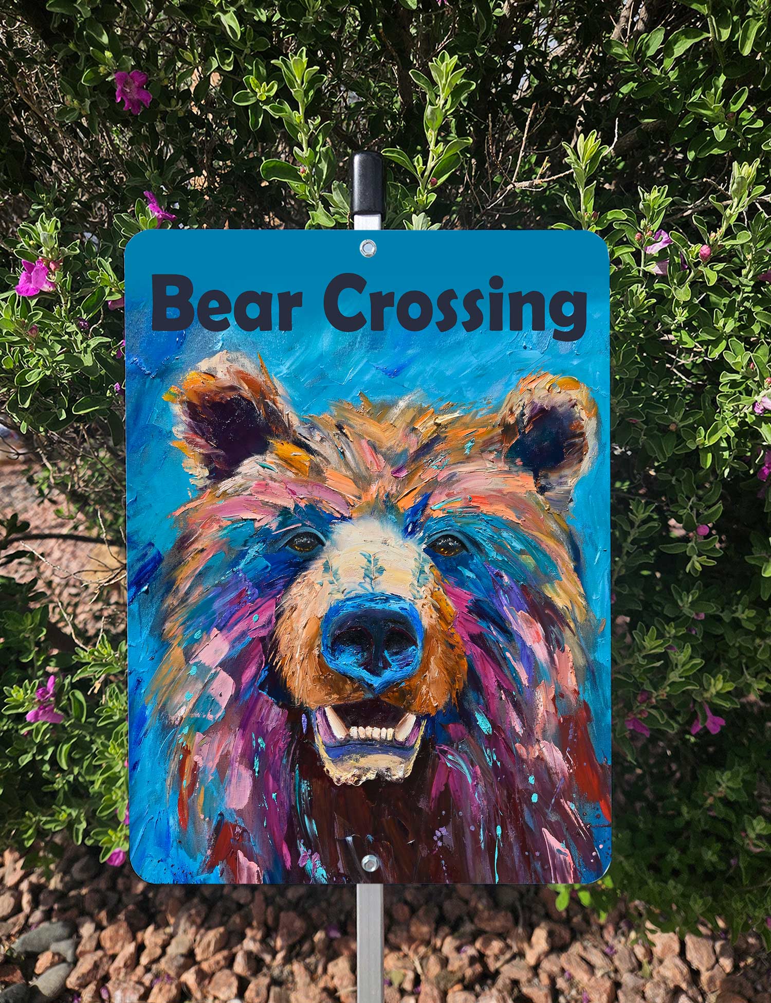 Bear Crossing Yard Sign –  Aluminum – Chuck Watkins