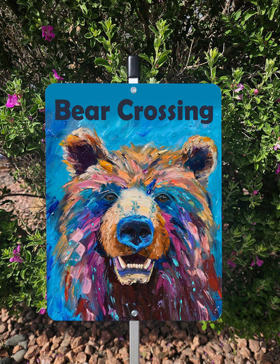 Bear Crossing Yard Sign –  Aluminum – Chuck Watkins