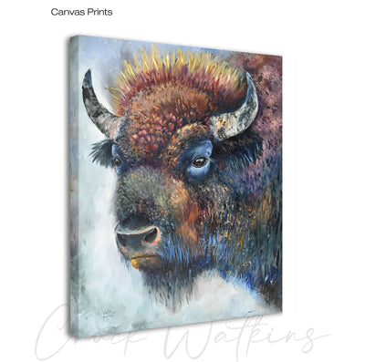 Bison Guard Southwest Bison Wall Art Print by Chuck Watkins