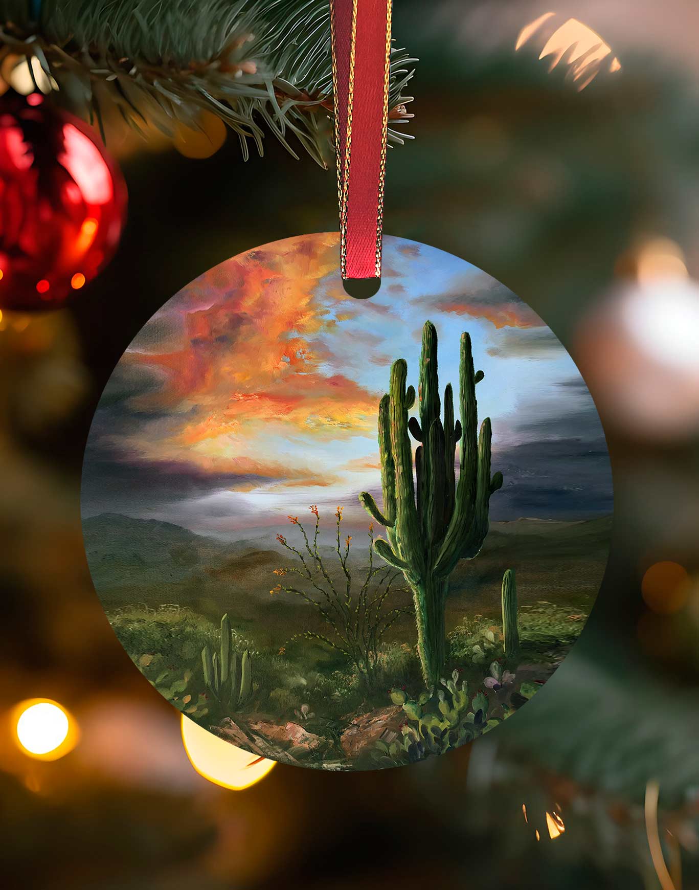 Catalina Peak, Southwest Christmas Ornament – Aluminum – Chuck Watkins by Chuck Watkins