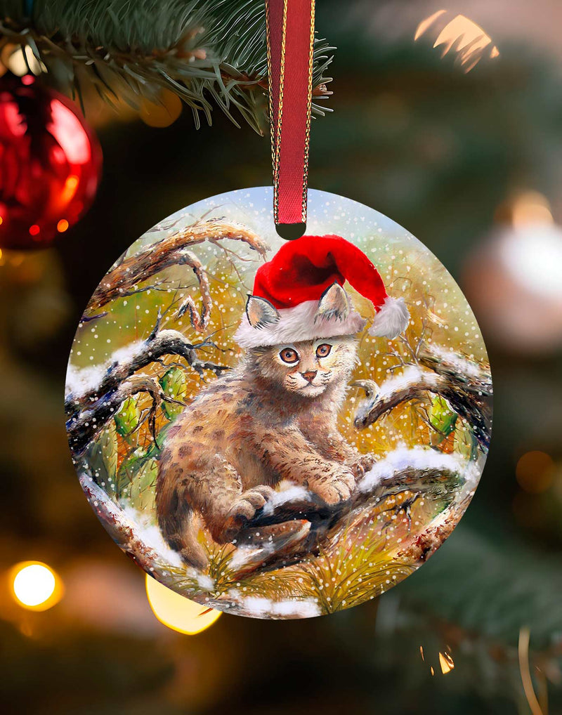 Climbing Cub Ornament – Southwest Animal Christmas Ornament – Aluminum – Chuck Watkins by Chuck Watkins