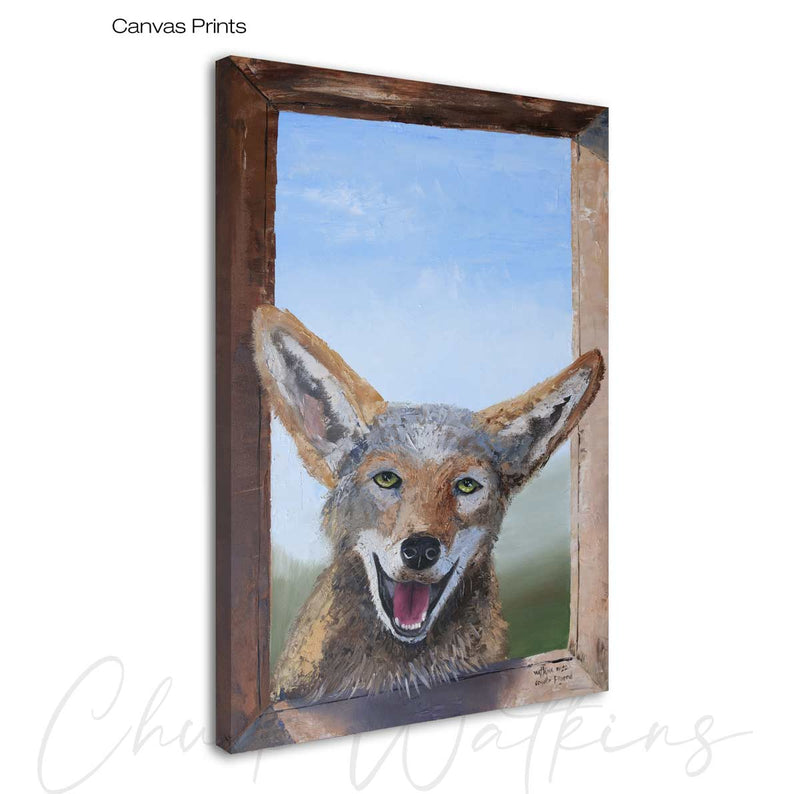 Coyote Friend, Funny Southwest Coyote Wall Art Print by Chuck Watkins