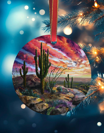 Desert's Edge, Southwest Landscape Christmas Ornament – Aluminum – Chuck Watkins by Chuck Watkins