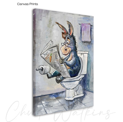 Doing the Paperwork, Funny Bathroom Wall Art Print by Chuck Watkins