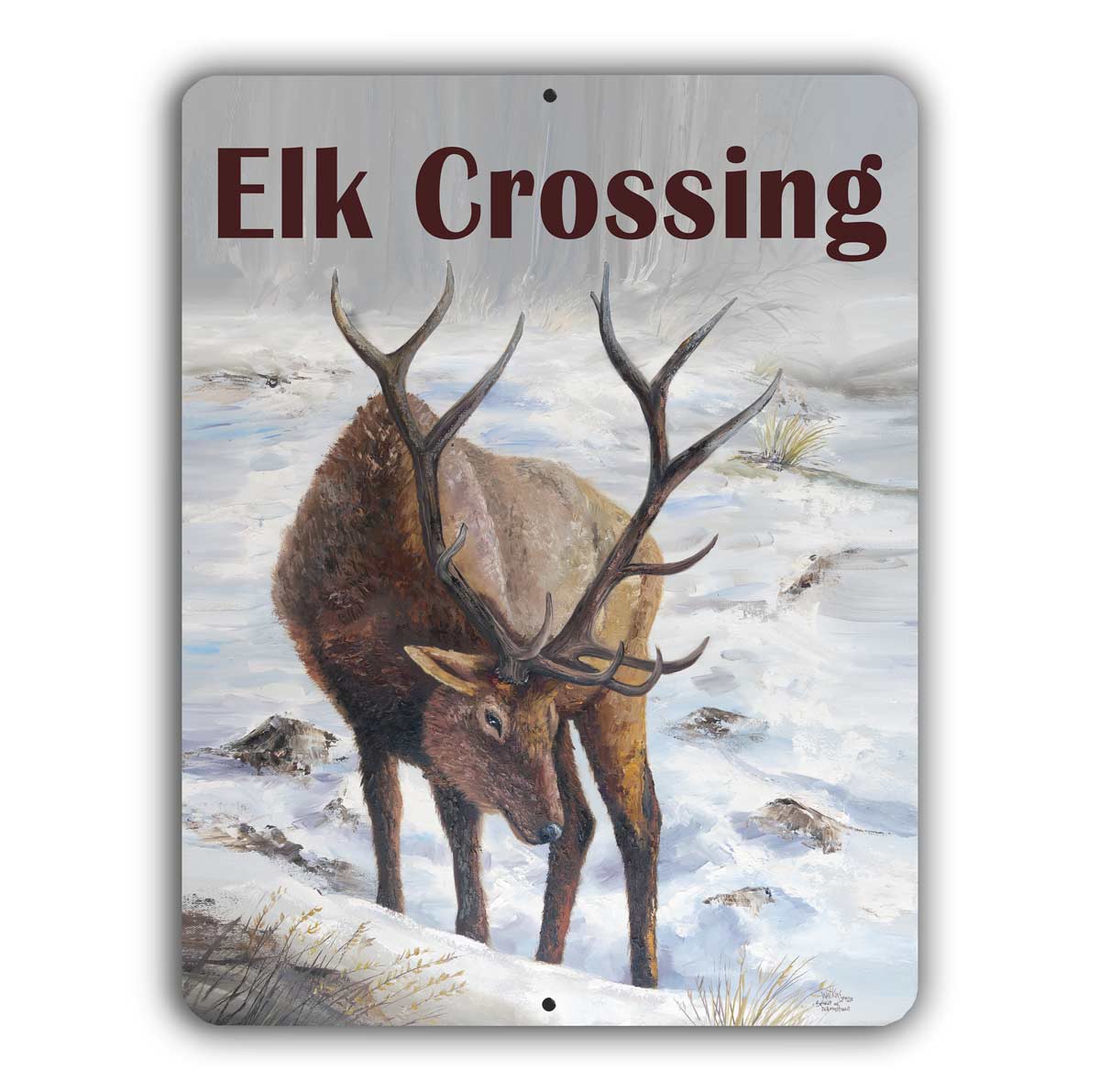 Elk Crossing – Aluminum – Chuck Watkins – Southwest Wall Art Print by Chuck Watkins