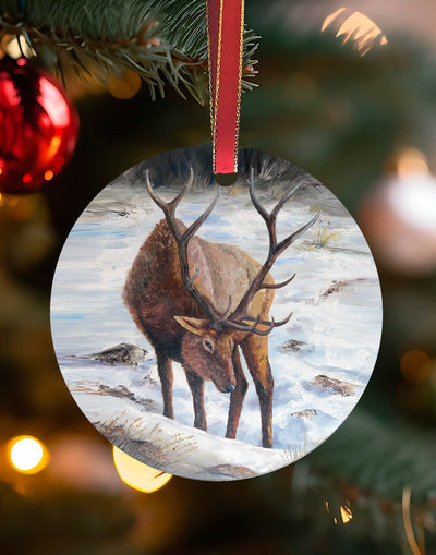 Spirit of Yellowstone, Elk Christmas Ornament – Aluminum – Chuck Watkins by Chuck Watkins