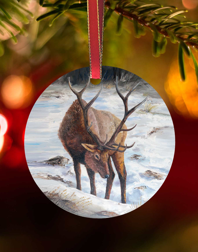 Spirit of Yellowstone, Elk Christmas Ornament – Aluminum – Chuck Watkins by Chuck Watkins